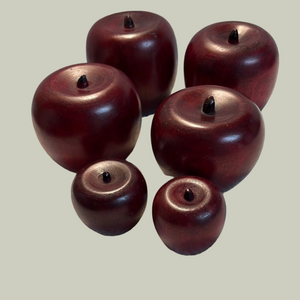 Vintage Set of Six Round Wooden Apples Various Sizes